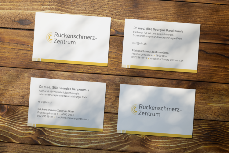 Visitenkarten für Rückenschmerz-Zentrum – created by meinpraxisauftritt.ch